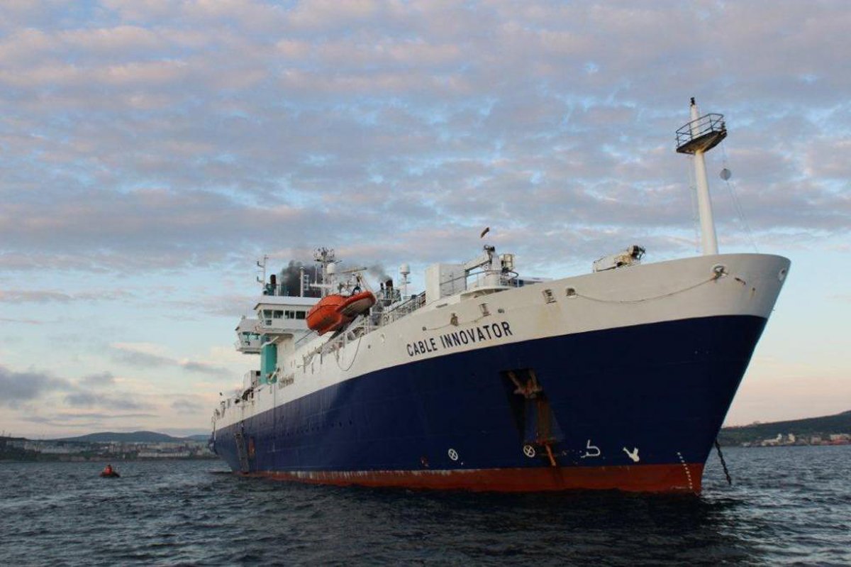 Корабль-кабелеукладчик подводной волоконно-оптической линии связи Cable Innovator. Фото:  Ростелеком