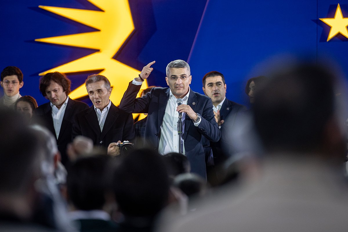 Празднование «Грузинской мечтой» победы на парламентских выборах выборах. Фото: Eero Vabamägi / Postimees / Scanpix / LETA