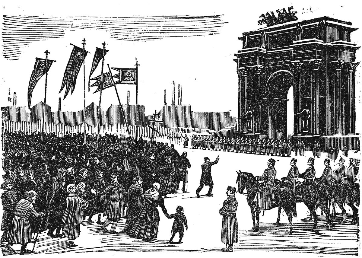 Гравюра «Утро 9 января у Нарвских ворот». Фото:
Heritage Image Partnership Ltd / Alamy / Vida Press