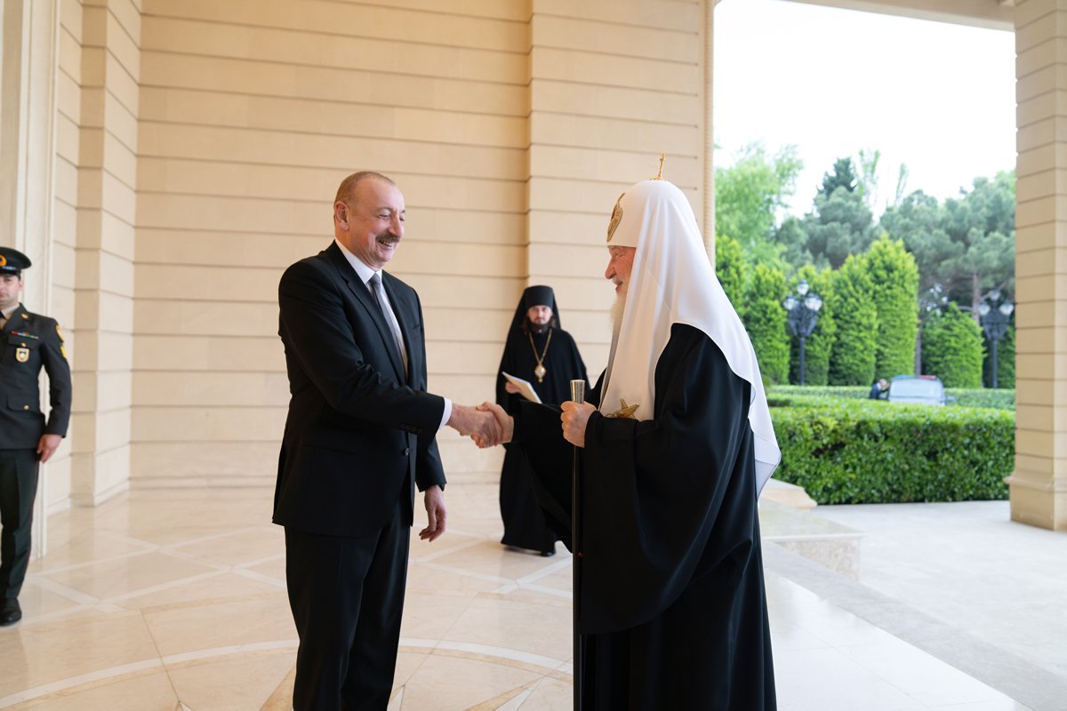 Патриарх Кирилл и Ильхам Алиев, Баку, 3 мая 2025 года. Фото: Олег Варов /  Пресс-служба Патриарха Московского и всея Руси