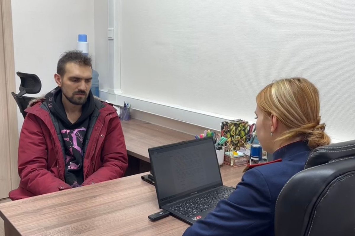 Артемий Останин после задержания, 18 марта 2025 года. Фото: Следственный комитет РФ