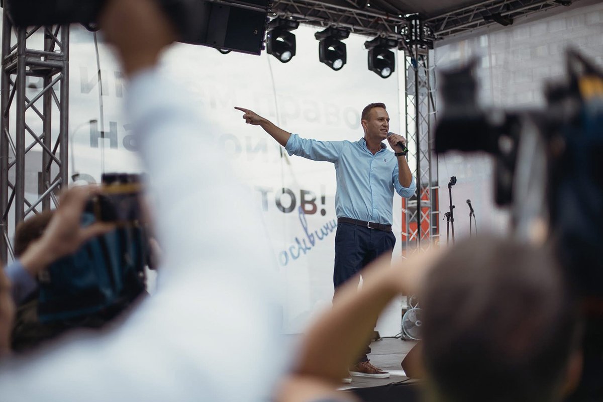 Алексей Навальный на митинге перед выборами мэра Москвы, 2019 год. Фото: Георгий Малец (Мартин)